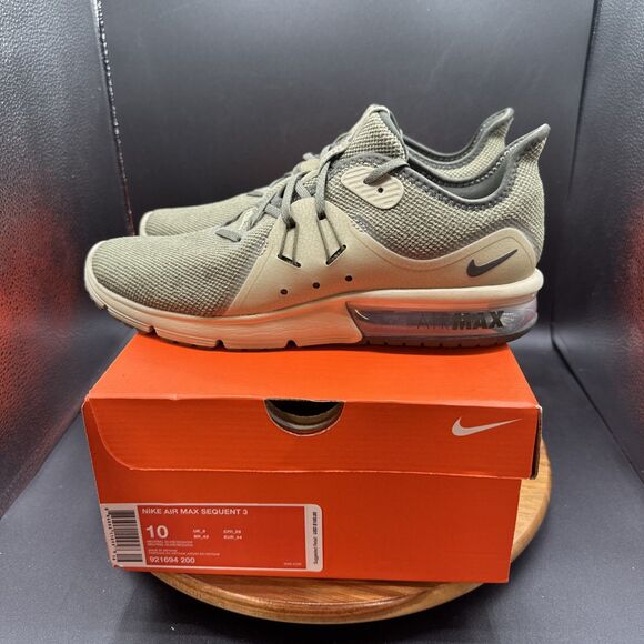 Nike Air Max Sequent Mens Size 10 Running Shoes Olive Geeen N921694-008